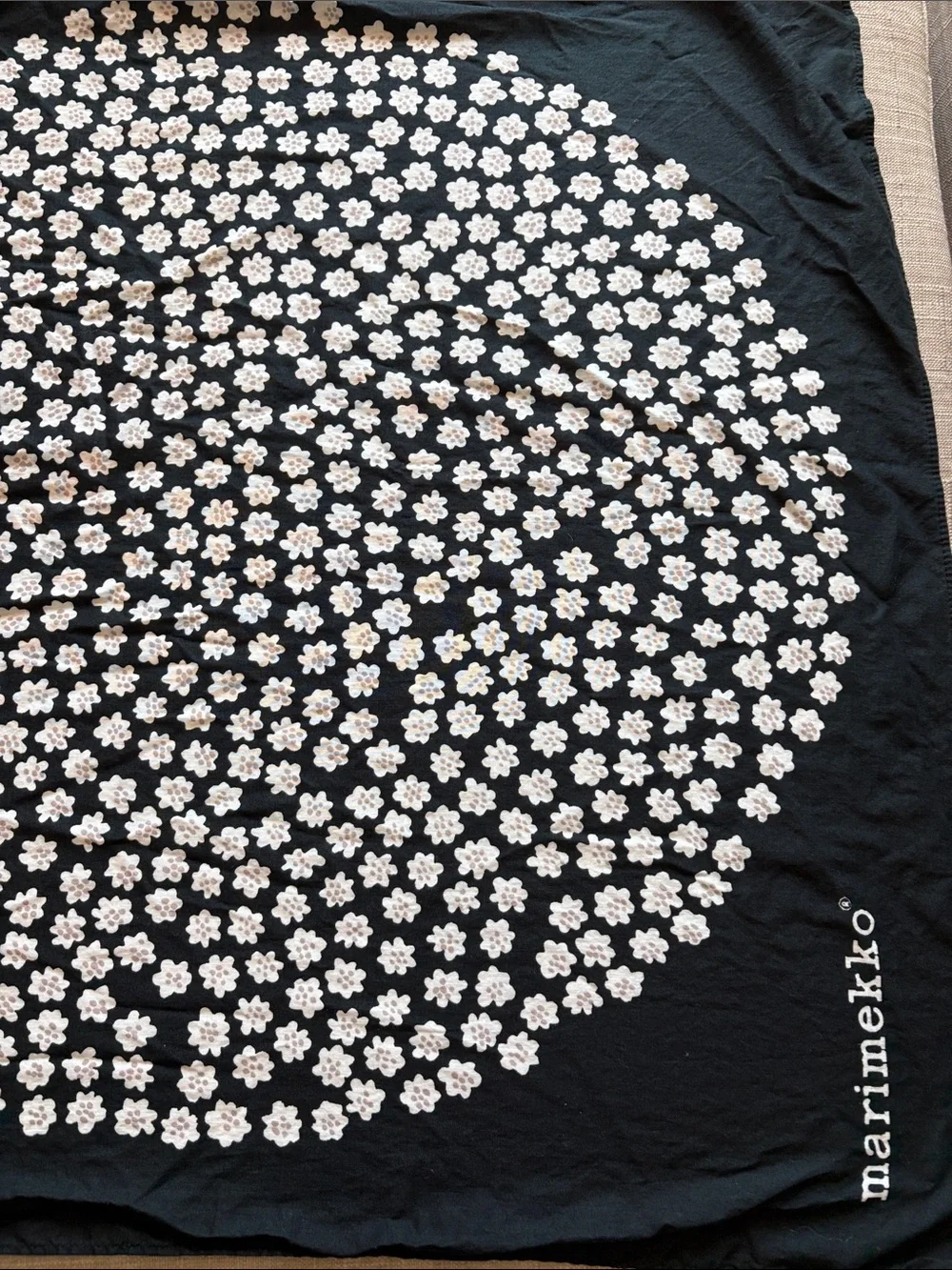Marimekko Black and White Floral Circle Scarf